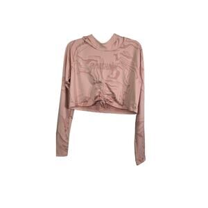 Gymshark Womens‎ Pink Crop Top Hoodie Center Tie Size Medium